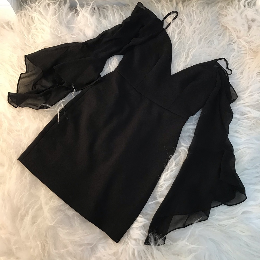 BCBGMaxAzria Pamella Cold Shoulder Dress In Black - Picture 2 of 6